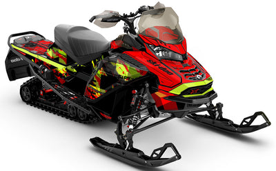 Squint Green Red Ski-Doo REV Gen4 Wide Less Coverage Sled Wrap