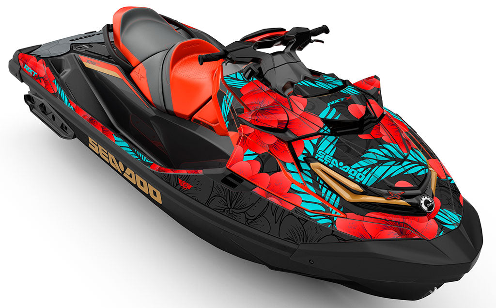 Bloom Red Turquoise Sea-Doo RXT Graphics