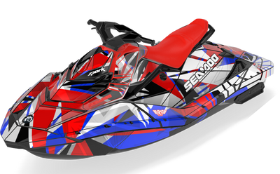 Bull Shark Sea-Doo Spark Graphics Blue Red Max Coverage