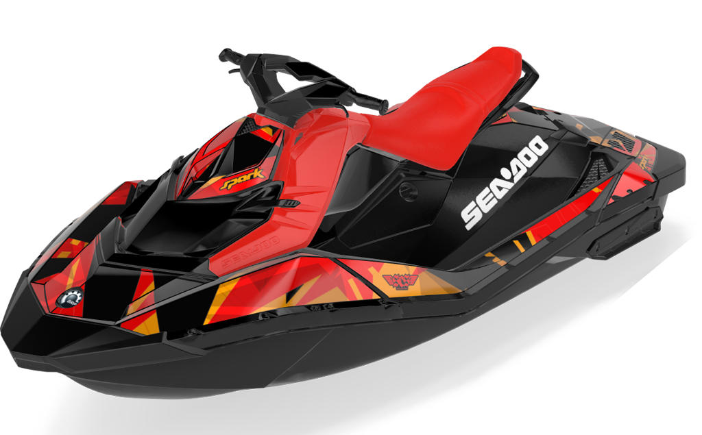Bull Shark Sea-Doo Spark Graphics Green Red Partial Coverage