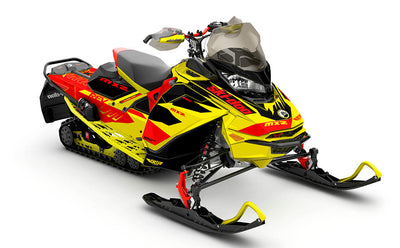 Descent DrkGrey Yellow Ski-Doo REV Gen4 MXZ Premium Coverage Sled Wrap