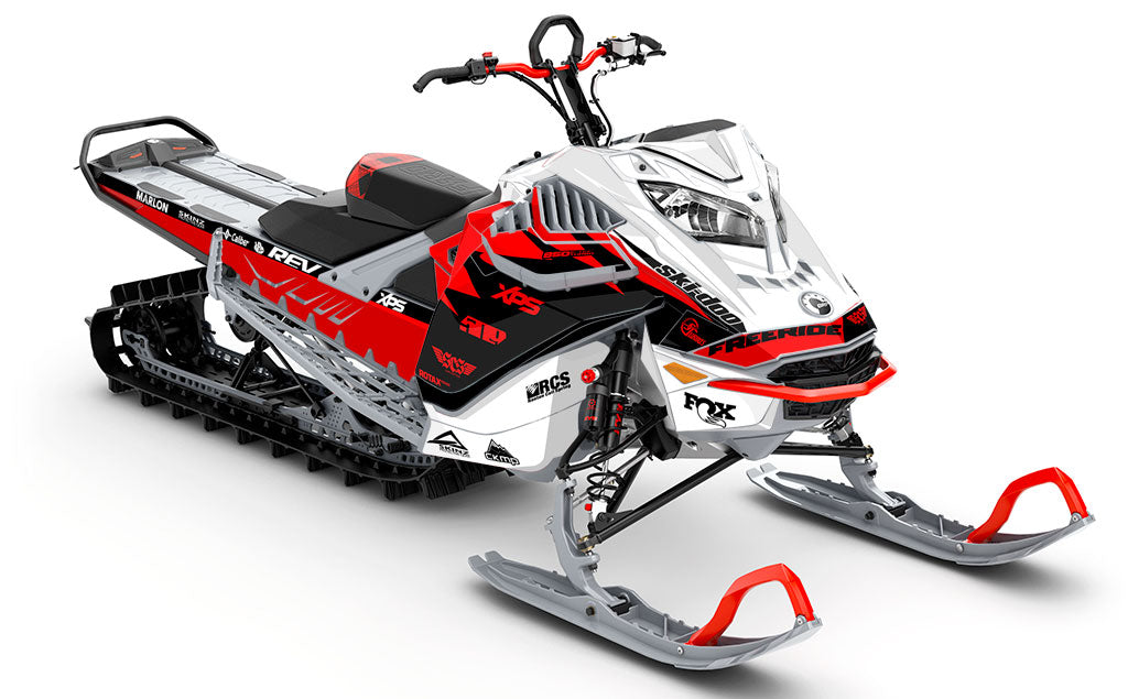 Jay Mentaberry Descent Black Red Ski-Doo REV Gen4 LWH - Freeride Partial Coverage Sled Wrap