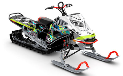 Squint Black White Ski-Doo REV Gen4 LWH - Freeride Premium Coverage Sled Wrap