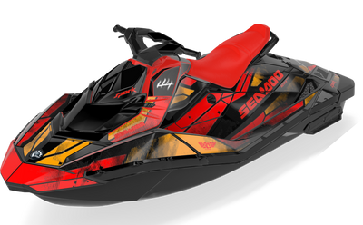 Tally Sea-Doo Spark Graphics Orange Red Partial Coverage