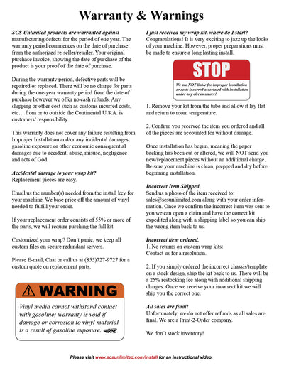 Install Key Warranty & Warnings