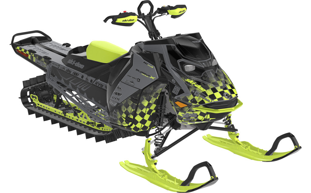 Checker Ski-Doo REV Gen5 Mountain DarkGrey MantaGreen Partial Coverage