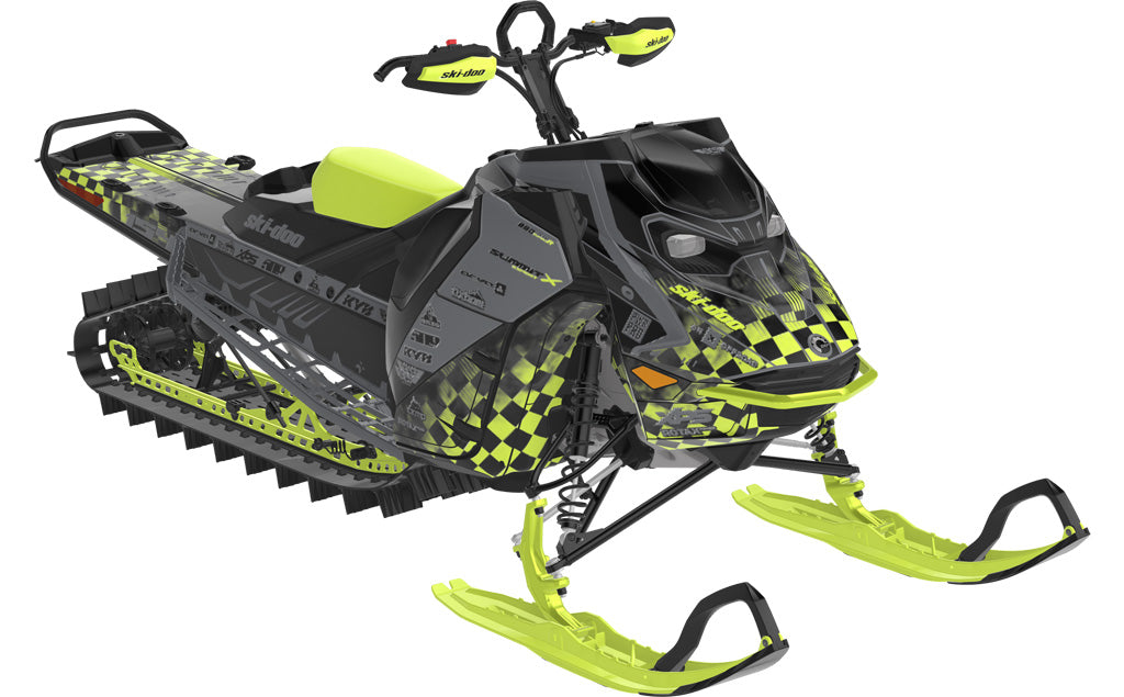 Checker Ski-Doo REV Gen5 Mountain DarkGrey MantaGreen Less Coverage