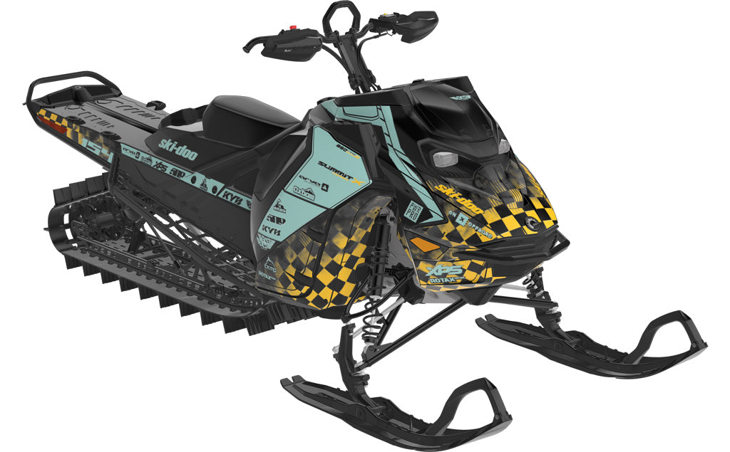 Checker Ski-Doo REV Gen5 Mountain NeoMint MillenniumYellow Partial Coverage