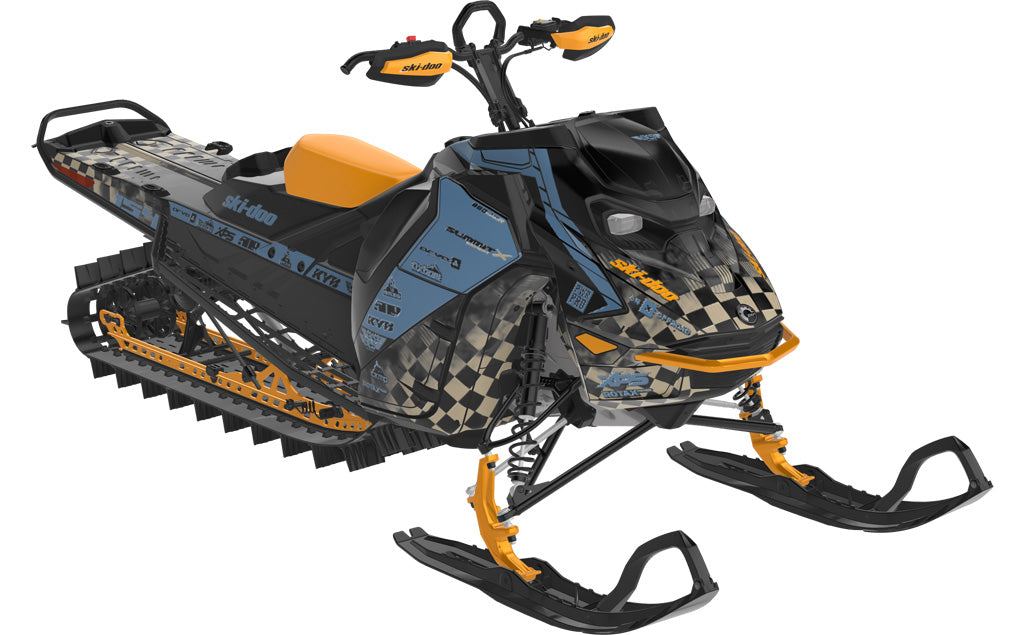 Checker Ski-Doo REV Gen5 Mountain ScandiBlue OrangeCrush Less Coverage