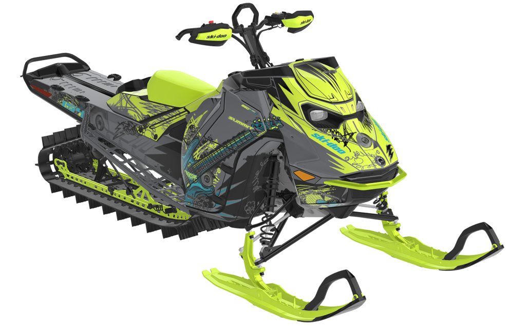 Mic Drop Ski-Doo REV Gen5 Mountain MantaGreen SteelGrey Less Coverage