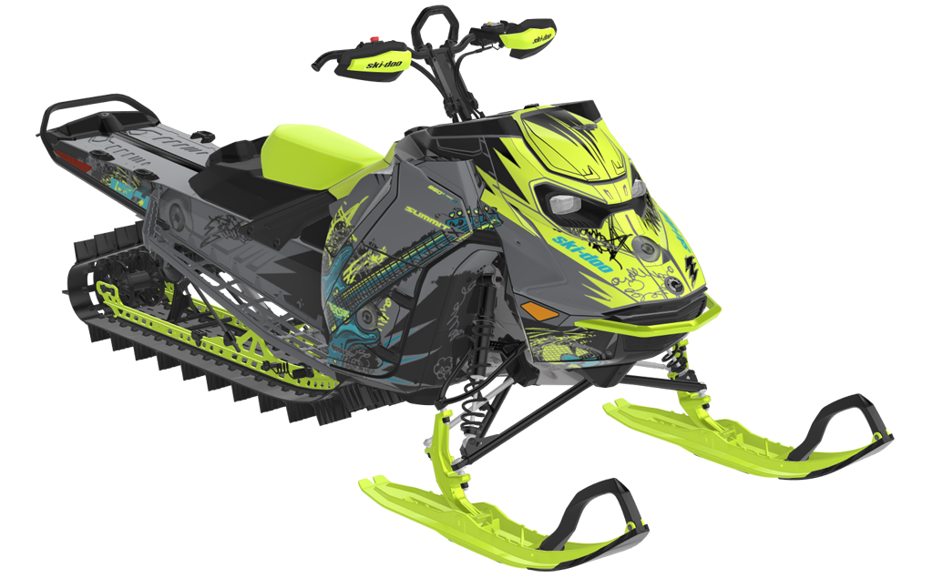 Mic Drop Ski-Doo REV Gen5 Mountain MantaGreen SteelGrey Partial Coverage