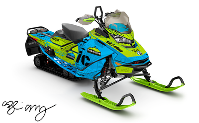 Blair Morgan - Blue Green Full Ski-Doo REV Gen4 Sled Wrap   Sled Wrap