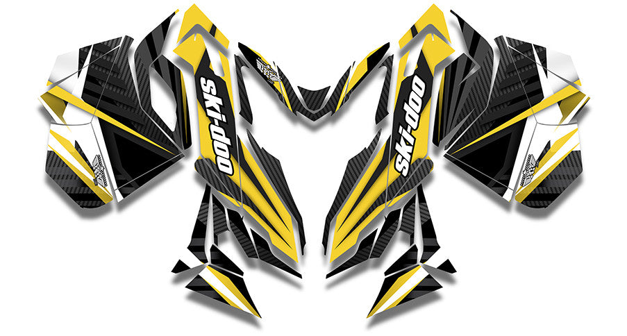 Carbon Yellow Ski-Doo REV-XM Sled Wrap - SCS Unlimited 