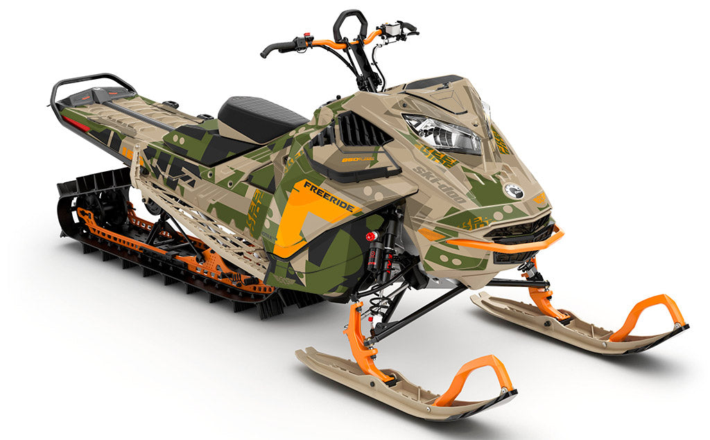 Champ Tan Army Ski-Doo REV Gen4 LWH - Freeride Full Coverage Sled Wrap