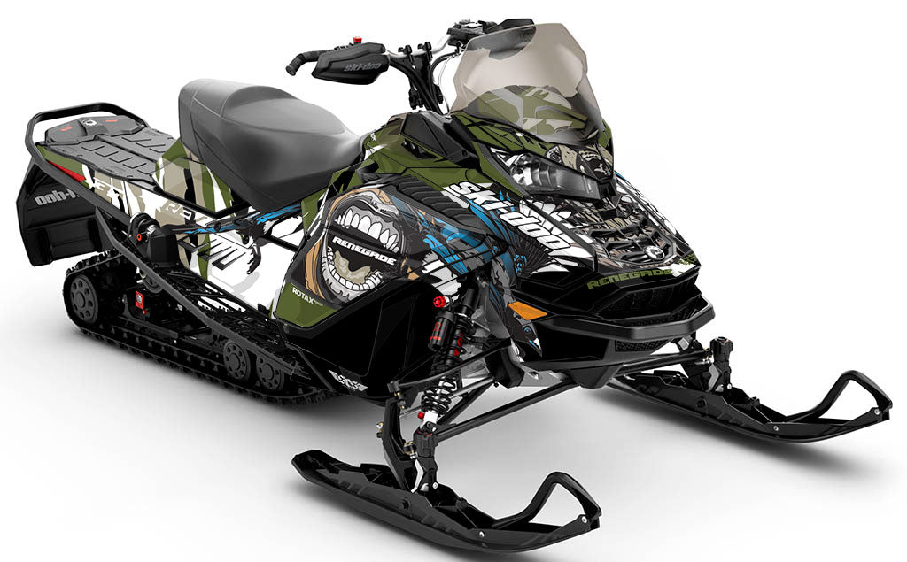 Flex Army Green Ski-Doo REV Gen4 Wide Partial Coverage Sled Wrap