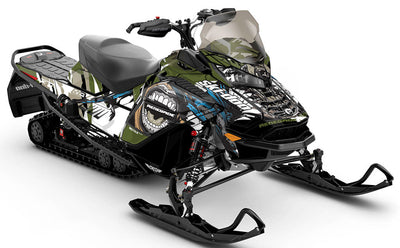 Flex Army Green Ski-Doo REV Gen4 Wide Partial Coverage Sled Wrap