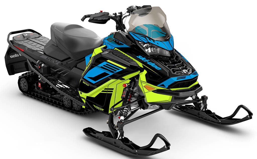 Flush Green Blue Ski-Doo REV Gen4 Wide Premium Coverage Sled Wrap