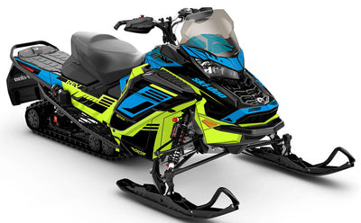 Flush Green Blue Ski-Doo REV Gen4 Wide Full Coverage Sled Wrap