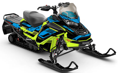 Flush Green Blue Ski-Doo REV Gen4 Wide Partial Coverage Sled Wrap