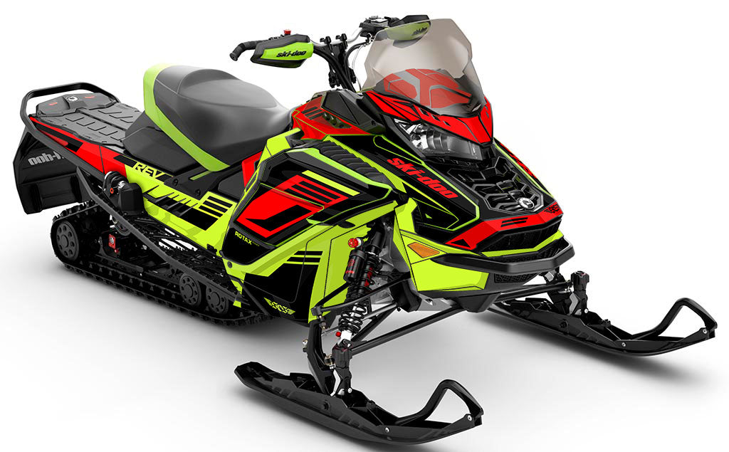 Flush Green Red Ski-Doo REV Gen4 Wide Full Coverage Sled Wrap