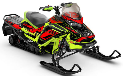 Flush Green Red Ski-Doo REV Gen4 Wide Partial Coverage Sled Wrap