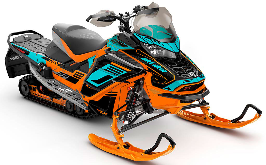 Flush Orange Teal Ski-Doo REV Gen4 Wide Full Coverage Sled Wrap