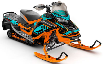 Flush Orange Teal Ski-Doo REV Gen4 Wide Full Coverage Sled Wrap