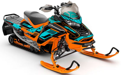 Flush Orange Teal Ski-Doo REV Gen4 Wide Partial Coverage Sled Wrap