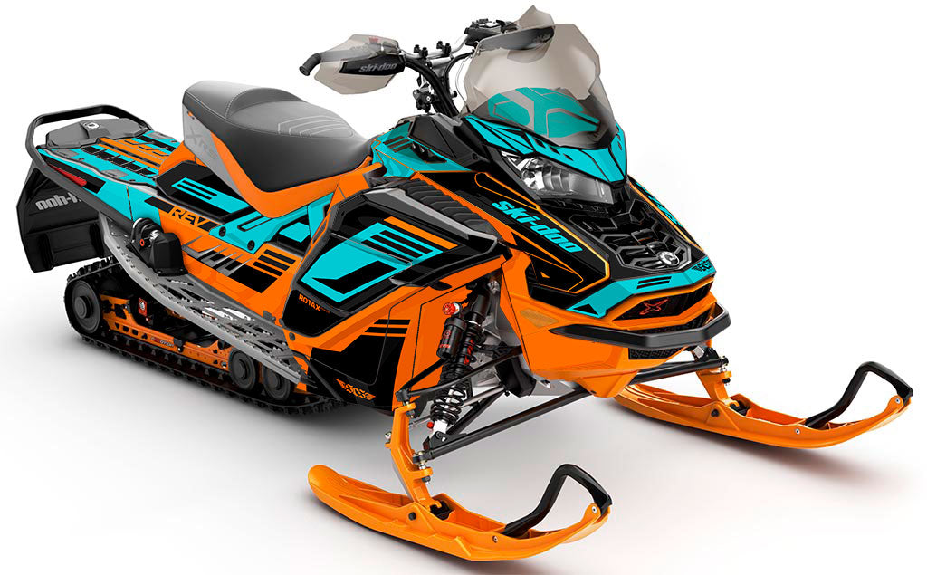 Flush Orange Teal Ski-Doo REV Gen4 Wide Less Coverage Sled Wrap