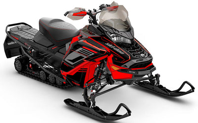 Flush Red Grey Ski-Doo REV Gen4 Wide Premium Coverage Sled Wrap