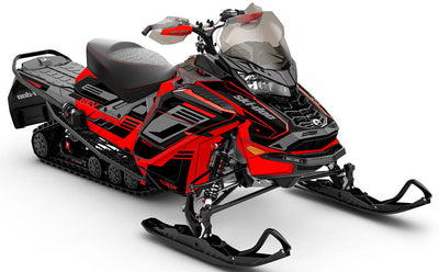 Flush Red Grey Ski-Doo REV Gen4 Wide Partial Coverage Sled Wrap