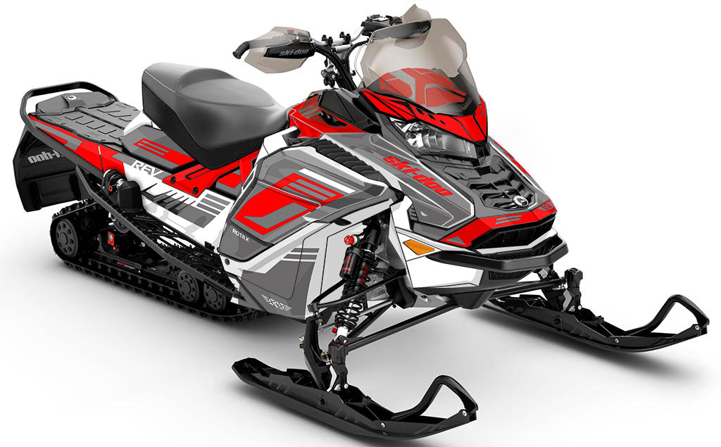 Flush White Grey Ski-Doo REV Gen4 Wide Partial Coverage Sled Wrap