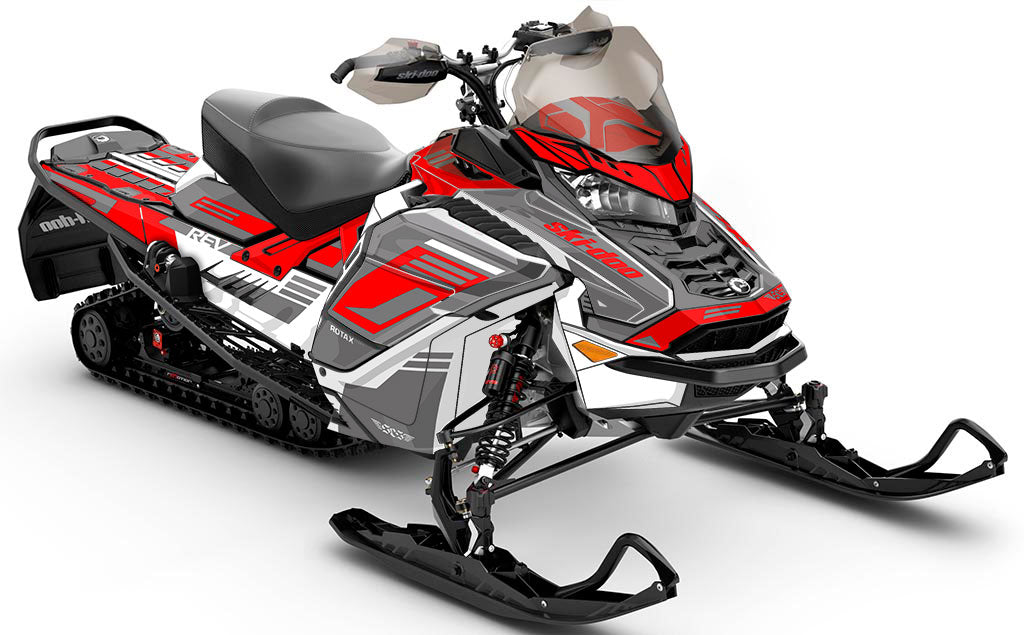 Flush White Grey Ski-Doo REV Gen4 Wide Less Coverage Sled Wrap