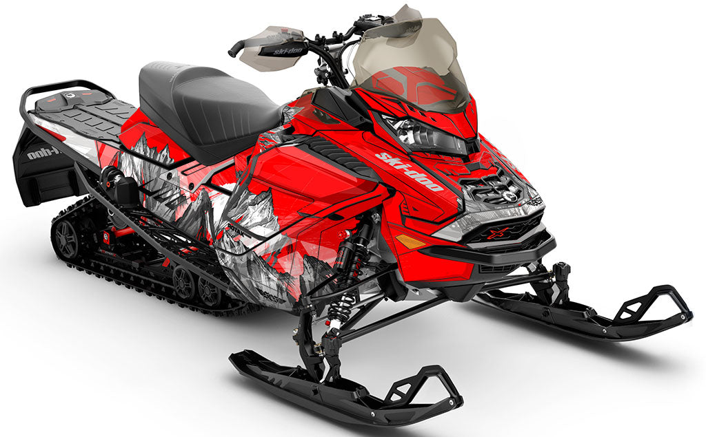 Inversion Red Grey Ski-Doo REV Gen4 Wide Premium Coverage Sled Wrap