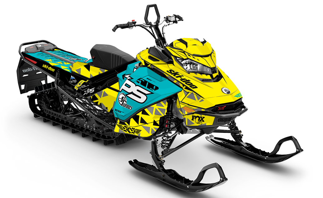 JMetty Teal Yellow Ski-Doo REV Gen4 Sled Wrap   Sled Wrap