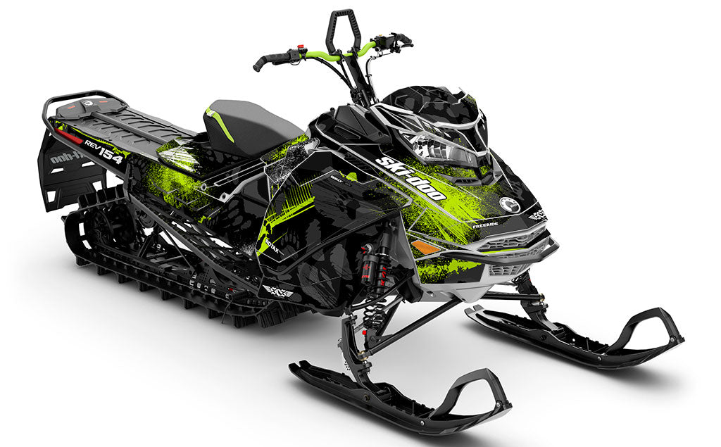 Kodiak Black Green Ski-Doo REV Gen4 Freeride Less Coverage Sled Wrap