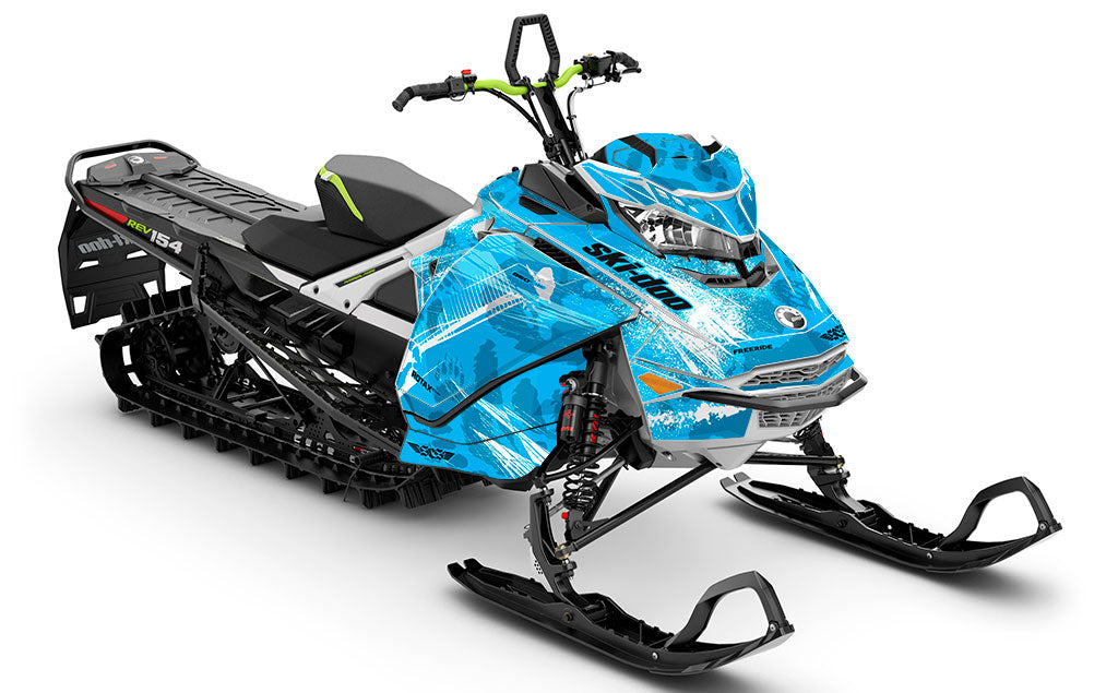 Kodiak Blue White Ski-Doo REV Gen4 Freeride Premium Coverage Sled Wrap