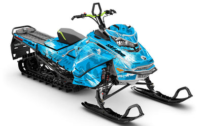 Kodiak Blue White Ski-Doo REV Gen4 Freeride Partial Coverage Sled Wrap