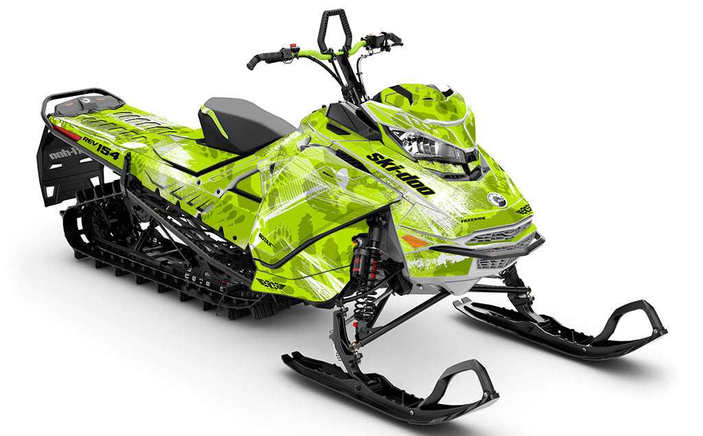 Kodiak Green White Ski-Doo REV Gen4 Freeride Less Coverage Sled Wrap