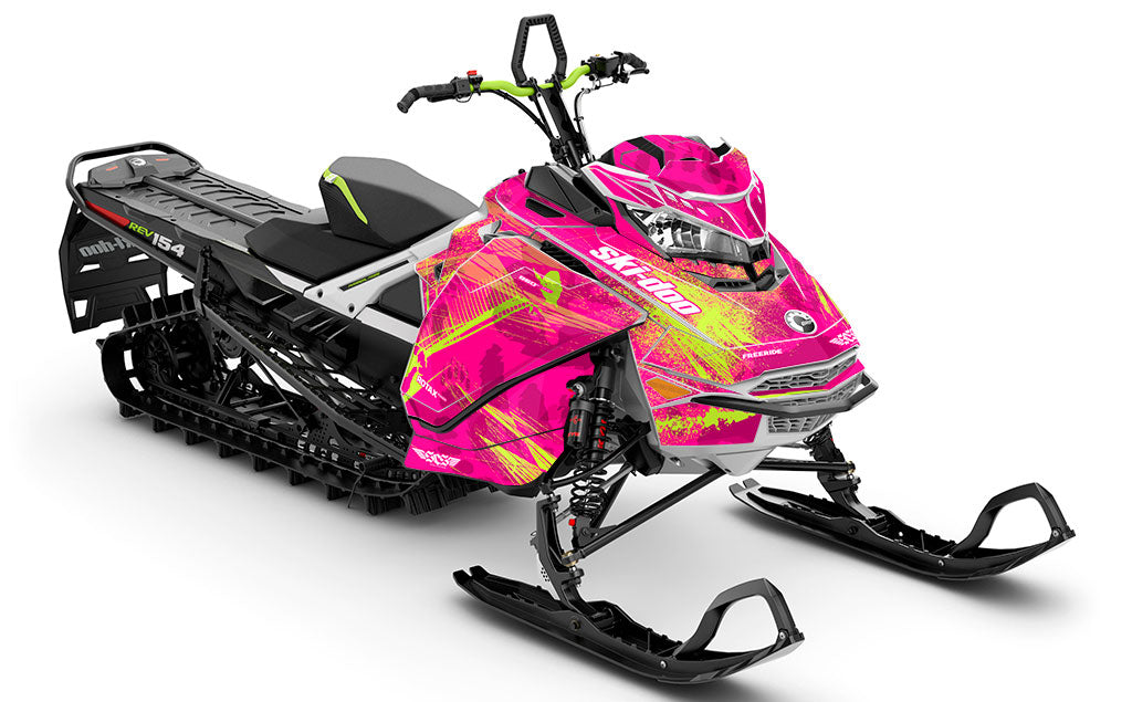 Kodiak Pink DayGlow Ski-Doo REV Gen4 Freeride Premium Coverage Sled Wrap