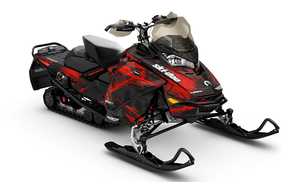 Kodiak Grey Red Ski-Doo REV Gen4 MXZ Partial Coverage Sled Wrap