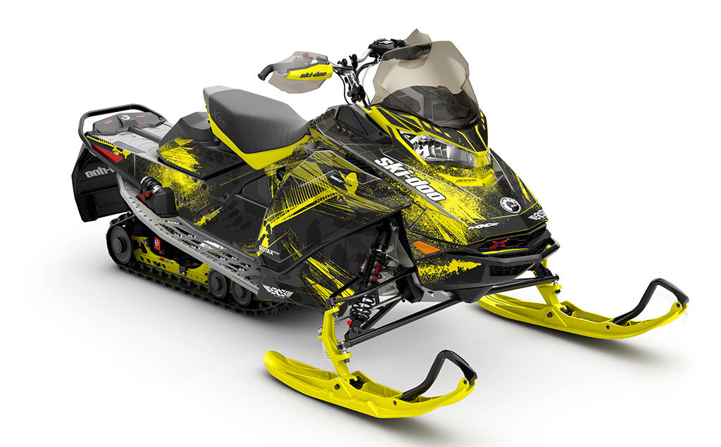 Kodiak Grey Yellow Ski-Doo REV Gen4 MXZ Less Coverage Sled Wrap