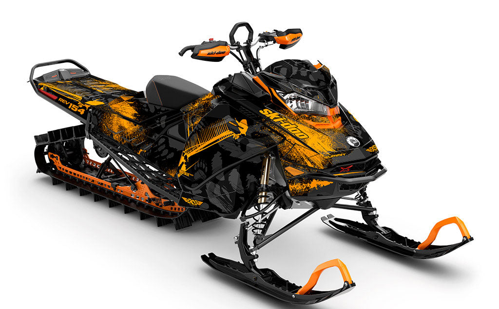 Kodiak Orange White Ski-Doo REV Gen4 Summit Premium Coverage Sled Wrap