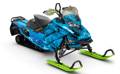 Kodiak Blue Black Ski-Doo REV Gen4 Renegade Prem Coverage Sled Wrap