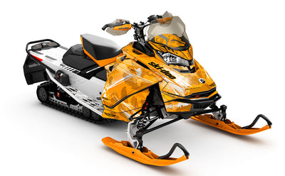 Kodiak Orange White Ski-Doo REV Gen4 Renegade Prem Coverage Sled Wrap