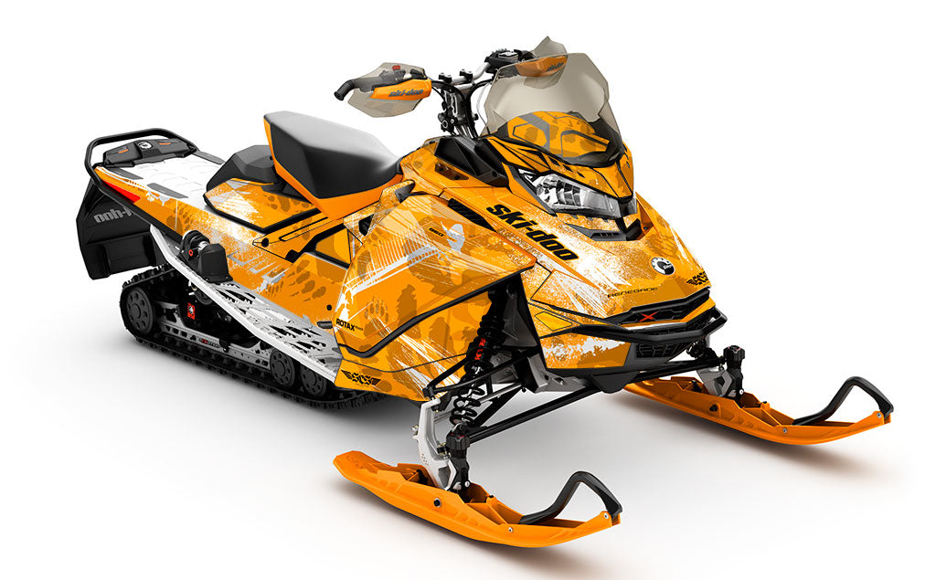 Kodiak Orange White Ski-Doo REV Gen4 Renegade Partial Coverage Sled Wrap