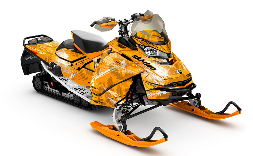 Kodiak Orange White Ski-Doo REV Gen4 Renegade Less Coverage Sled Wrap