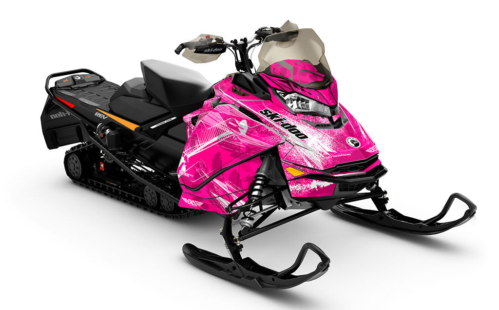 Kodiak Pink White Ski-Doo REV Gen4 Renegade Partial Coverage Sled Wrap