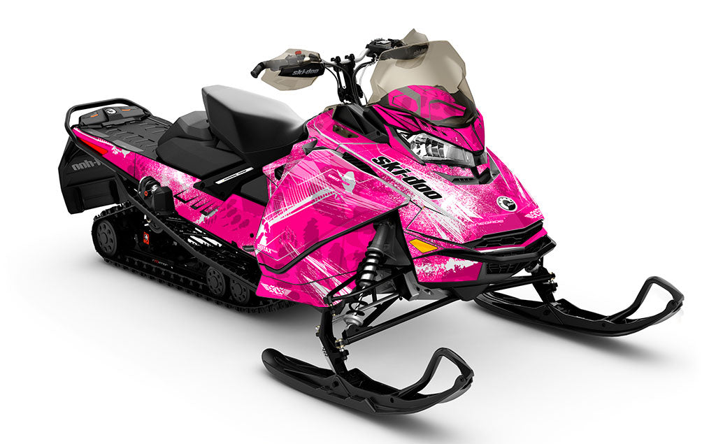 Kodiak Pink White Ski-Doo REV Gen4 Renegade Less Coverage Sled Wrap