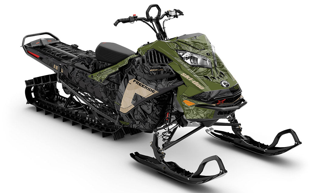 Mr Sinister Army Tan Ski-Doo REV Gen4 LWH - Freeride Premiumium Coverage Sled Wrap